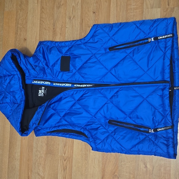 Love & Sports Quilted Vest with Hood Royal Blue Size S 4/6 - Picture 8 of 12